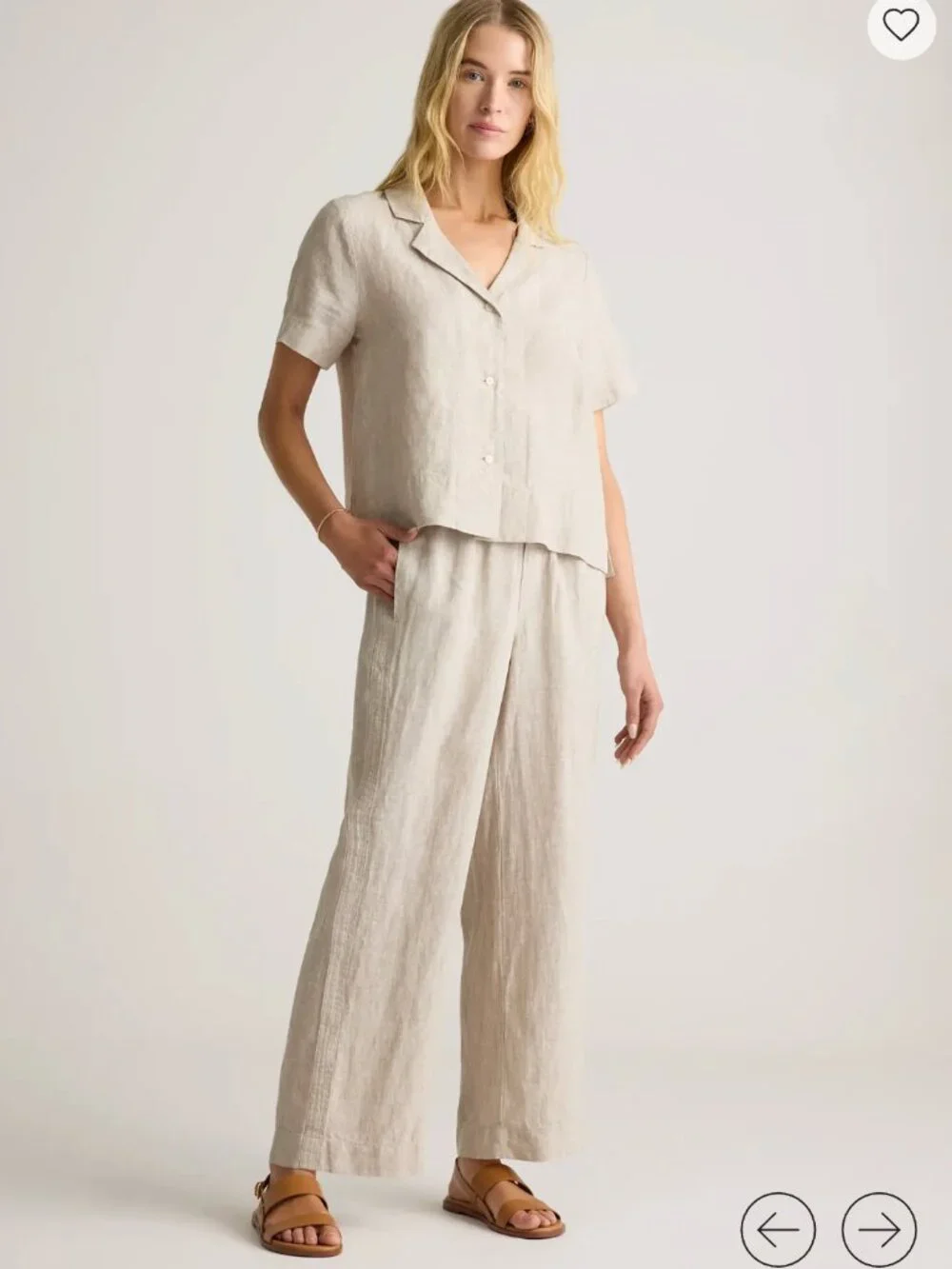 100% European Linen Wide Leg Pants in Flax